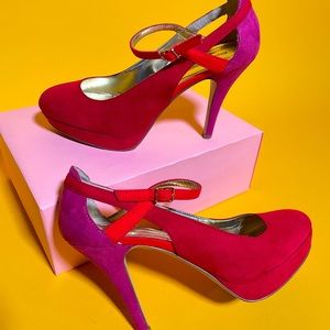Strappy Colorblock Platform Pumps